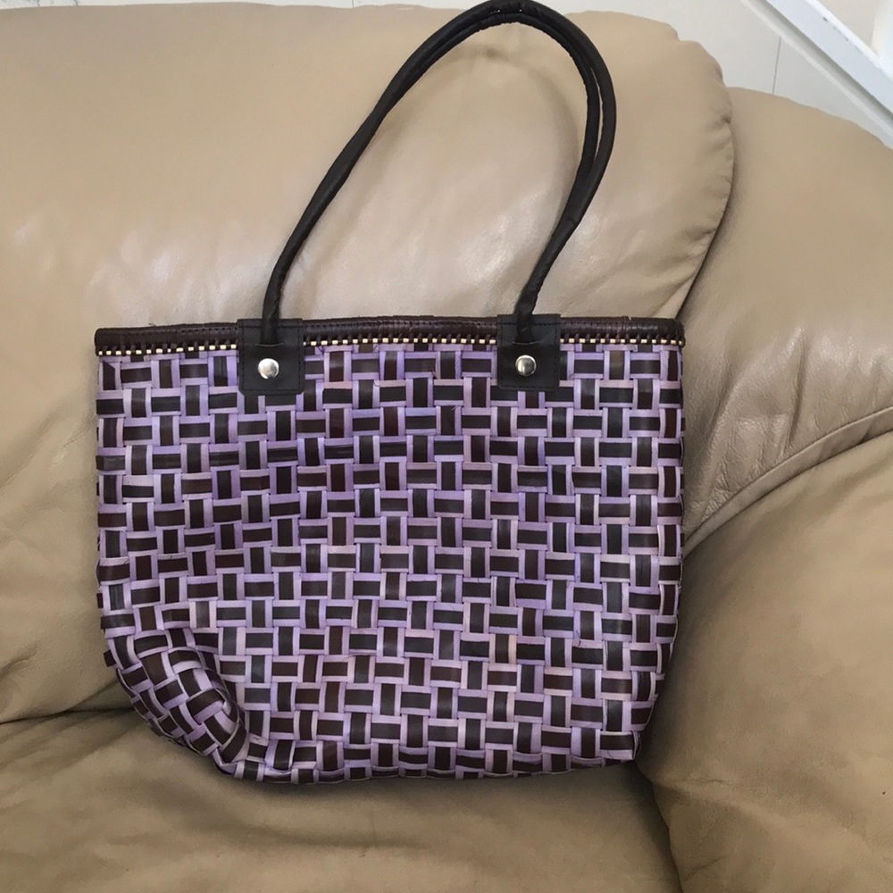 Straw bag brown and purple new without tag